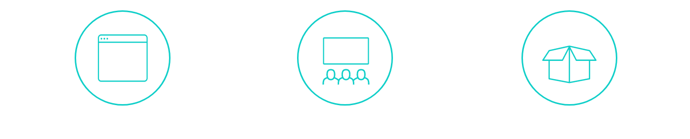 Illustration showing how Qlik's Packaged Training Solutions are a combination of self-paced learning online and instructor-led training.